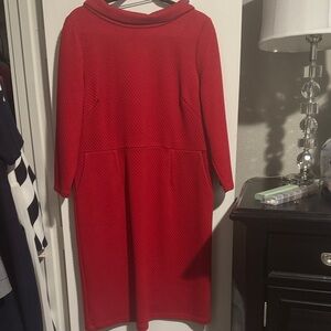 Boden Red Long Sleeve Dress with pockets